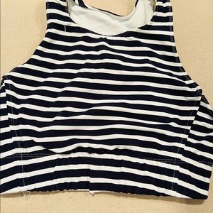 New Balance for J Crew workout sports bra that falls longer to where for too.